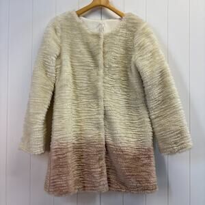 Willow & Clay Women Boho Clubwear Faux Fur Ombre Jacket Size L Pink Soft Glam